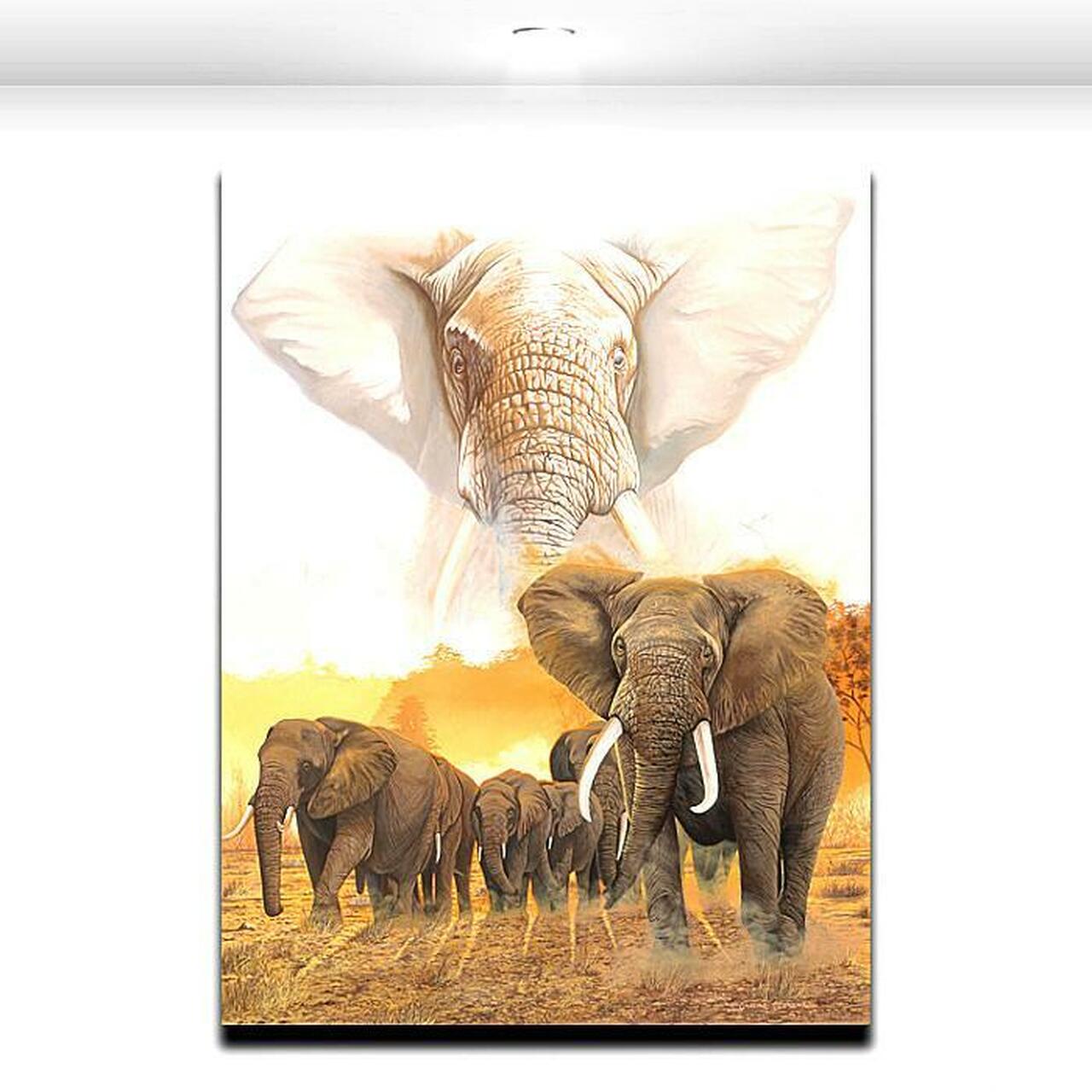 African Elephant Group Animal Modern Artwork For Living Office Full Hd Personalized Customized Canvas Art Wall Art Wall Decor