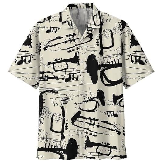 Trumpet Print Short Sleeve Hawaii Casual Shirt Ha43095