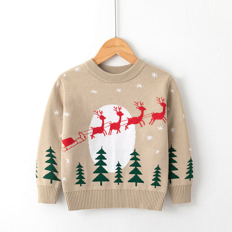 Christmas Sweater Baby Boys Girls Winter Pullover Sweaters Kids Elk Jacquard Knitted Jumper Tops Sweaters Children Clothing alx