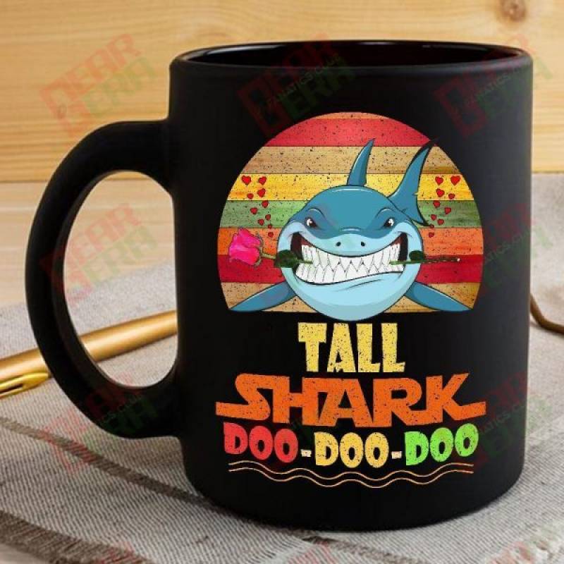 Vintage Tall Shark Doo Doo Doo Coffee Mug Retro Shark And Rose Womens Custom Father’s Day Mother’s Day Gift Idea GE141