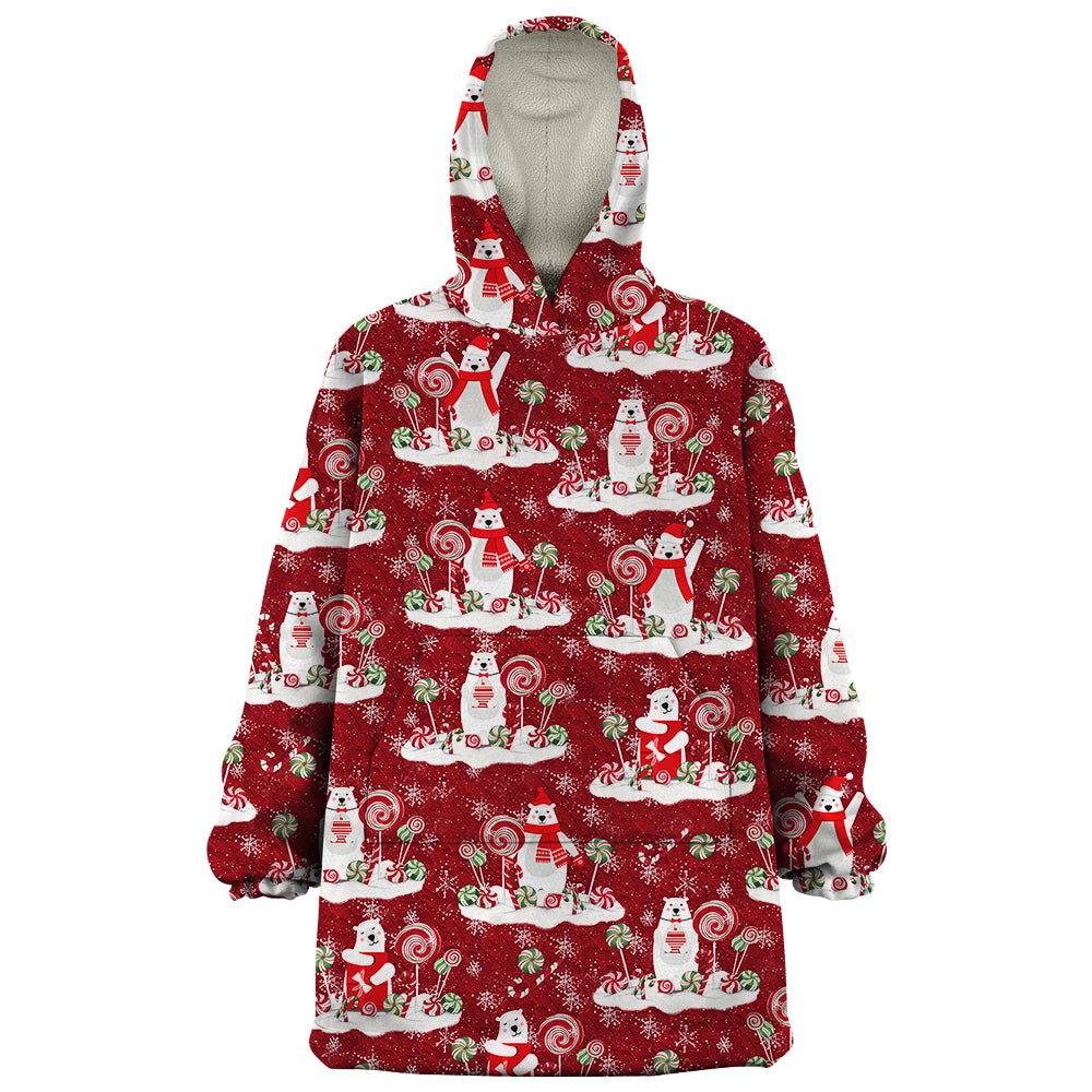 Polar Bear Candy Christmas 9Basic Hoodie Blanket