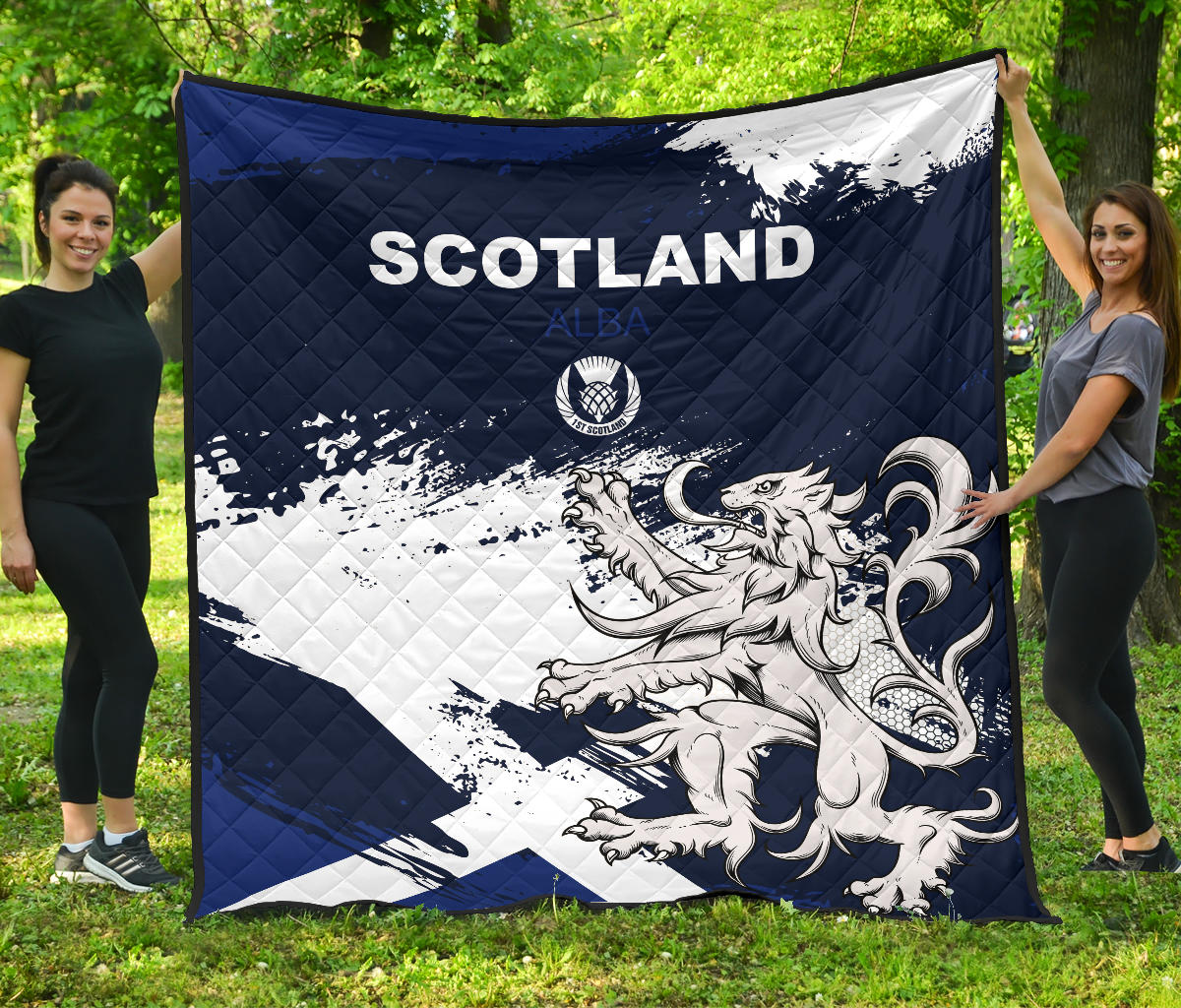 1Stscotland Premium Quilt, Scottish Lion Flag Brush A02