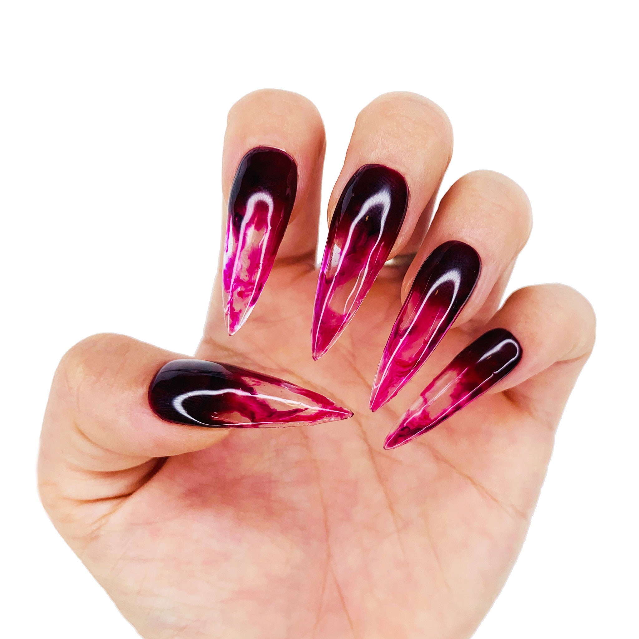 Smokey X Bloody Halloween Press on Nails | Stiletto | Coffin | Almond | Custom Made | Fake Nails | False Nails | HandPainted Gothic Vampire