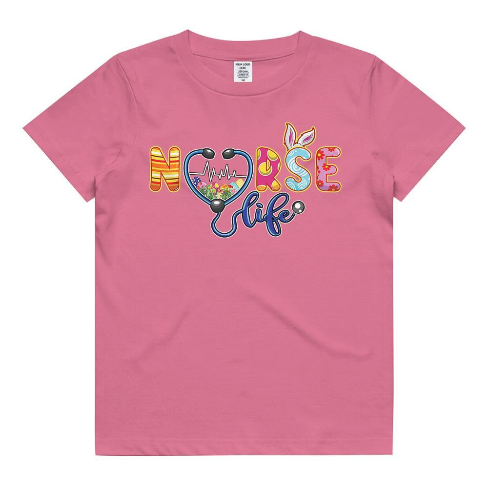 Blessed Easter Nurse Life Stethoscope Nurse Bunny Crew Gift Kids T Shirt