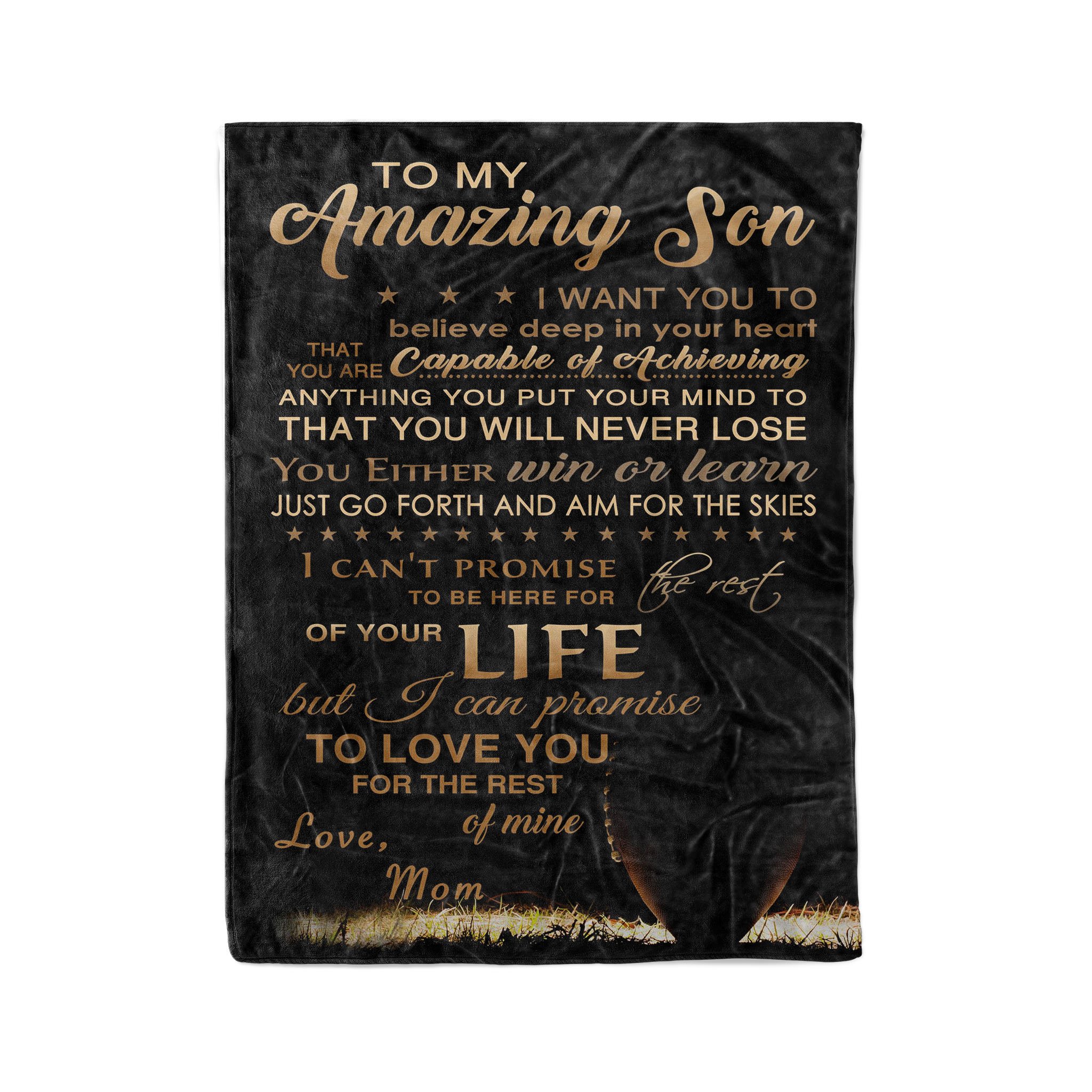 Fleece american football Blanket mom to son i can promise to love you for the rest of mine