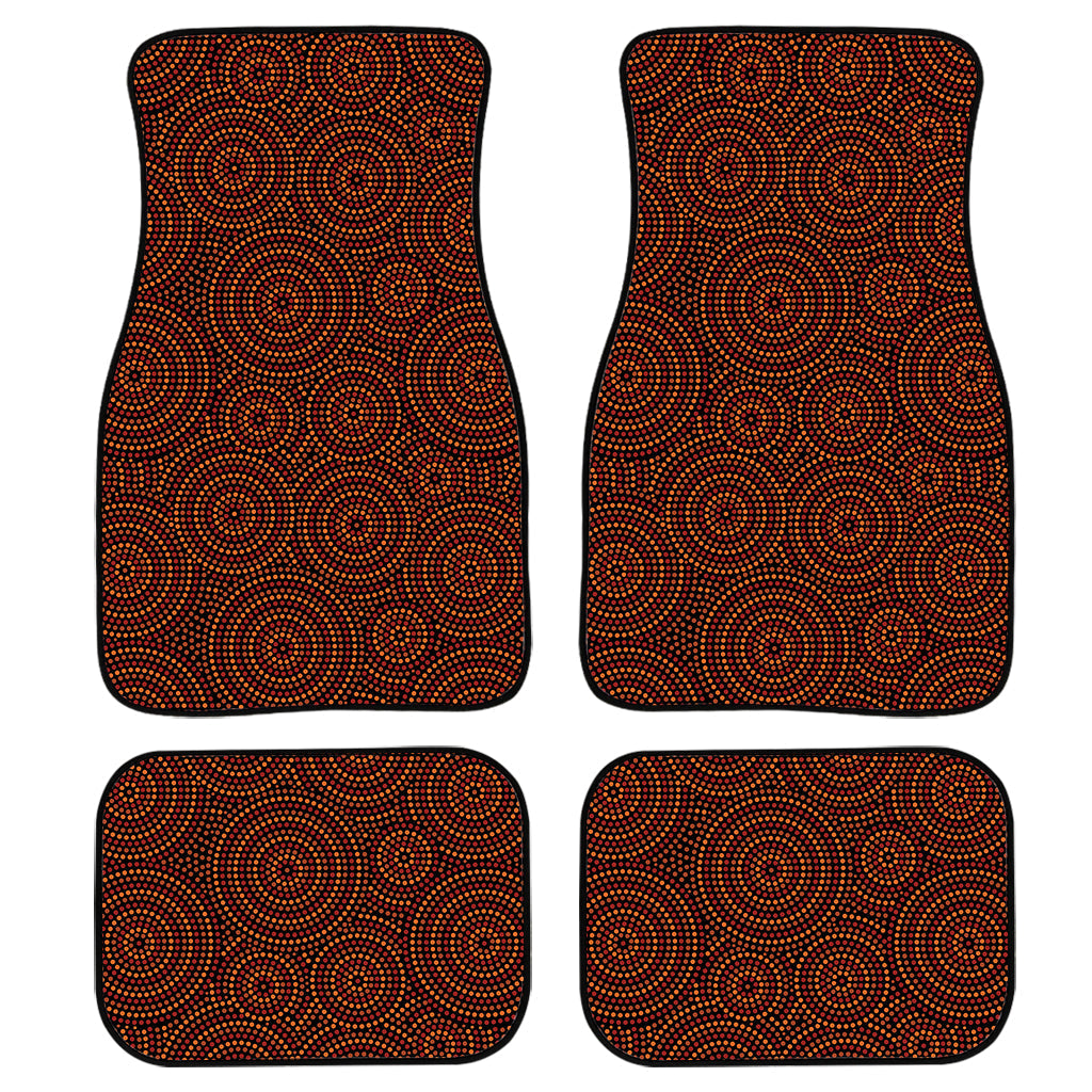 Brown Aboriginal Dot Pattern Print Front And Back Car Floor Mats, Front Car Mat