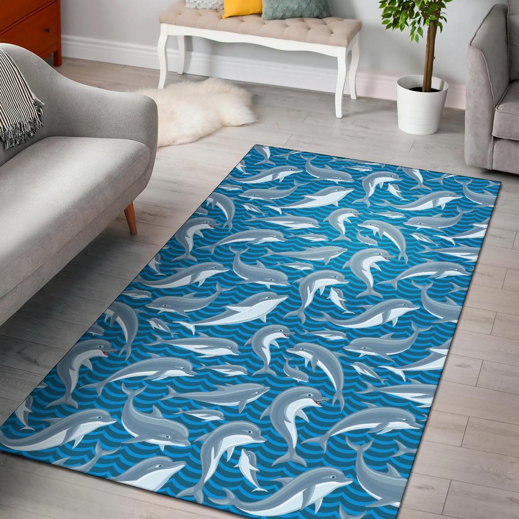 Dolphin Cute Print Pattern Area Rugs