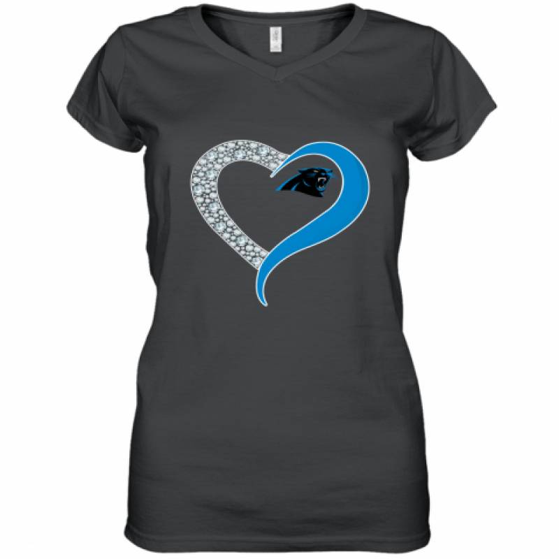 Diamond Carolina Panthers Heart shirt Women's V-Neck T-Shirt