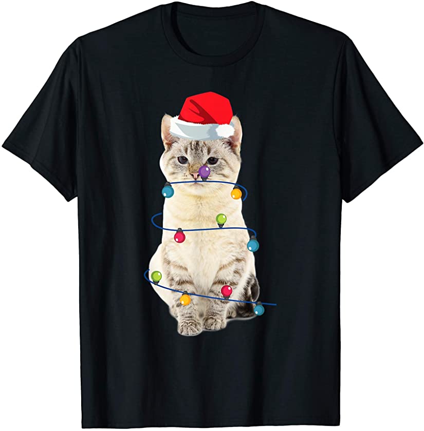 Cat With Christmas Lights – Kitty Kitten Christmas T-Shirt