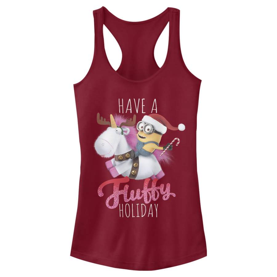 Despicable Me Junior’s Christmas Minions Have A Fluffy Day Unicorn  Racerback Tank