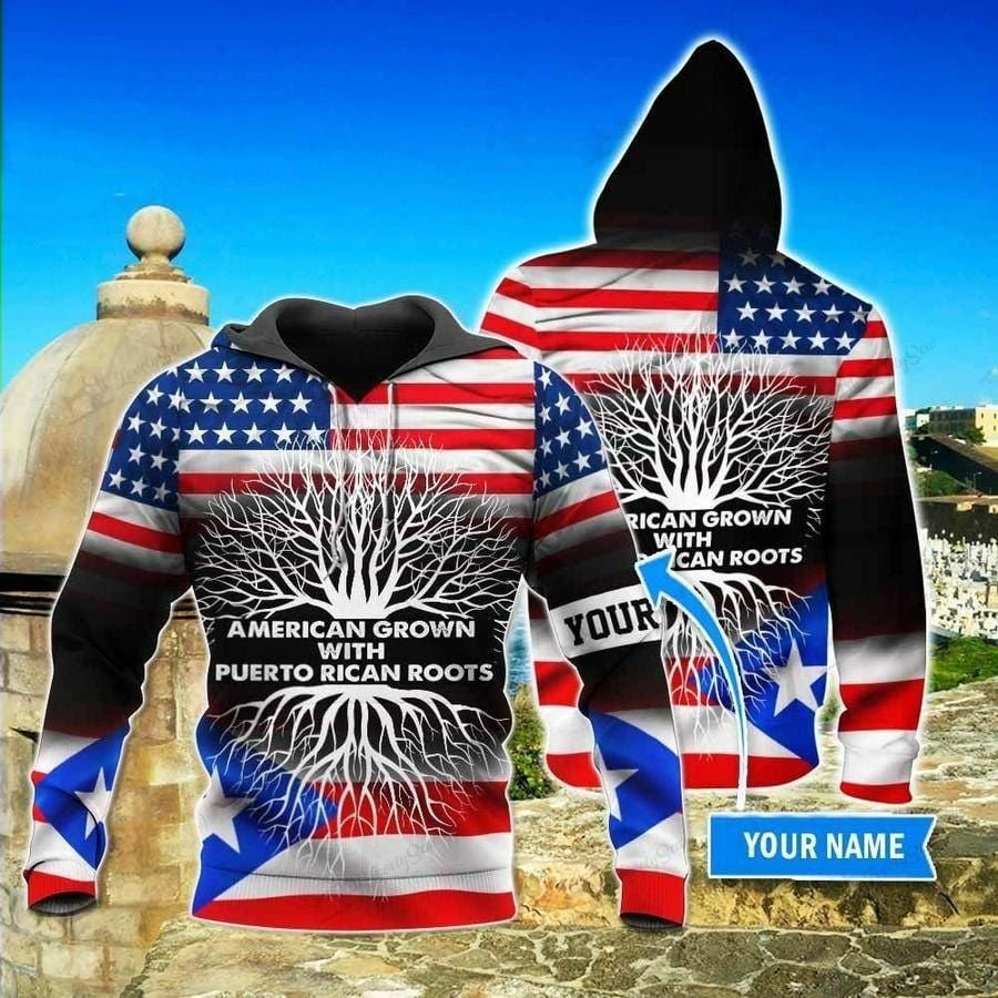 American Grown With Puerto Rican Roots Custom Name Hoodie 3D