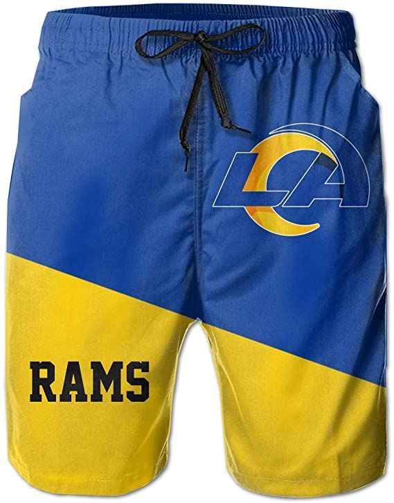 Mens 3D Los Angeles Rams Customized Logo Swim Trunks Beach Party Game Gifts Sports Swimming Short Pants 3D