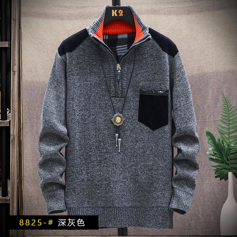 2022 Autumn Korean Men Fleece Sweaters Men’s Pullover Knitted Sweatercoats Baseball Collar Jacket Male M-3XL 8825 alx