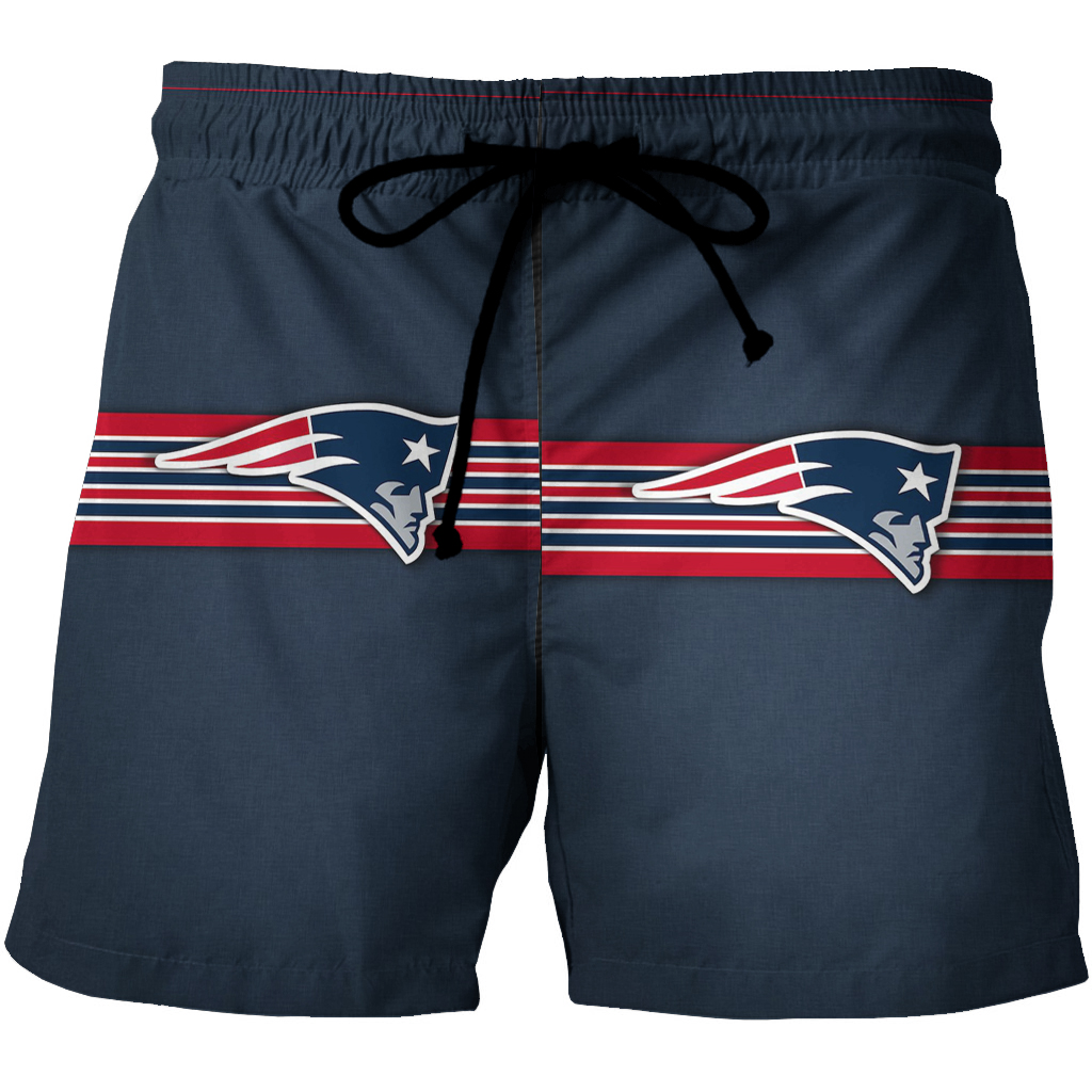 New England Patriots Red Line Navy 3D All Over Print Summer Beach Hawaiian Short