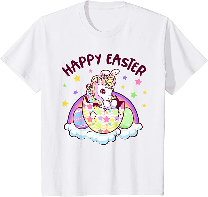 Kids Happy Easter Unicorn Bunny Girls Kids Toddler Easter Eggs T-Shirt