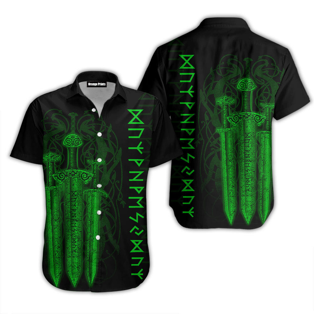 Viking Sword Green Aloha Hawaii Shirts For Men Women Ha13584