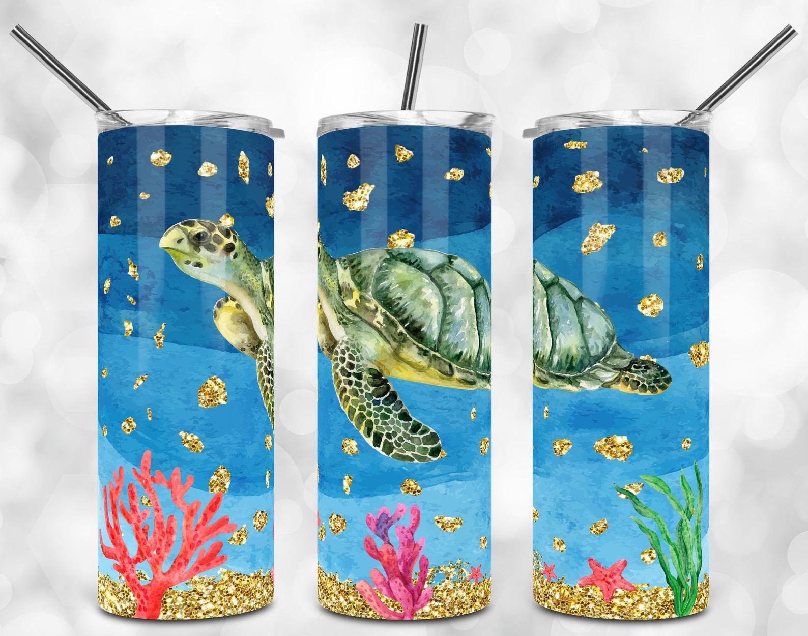 Under The Sea Turtle Ocean 20Oz Skinny Tumbler