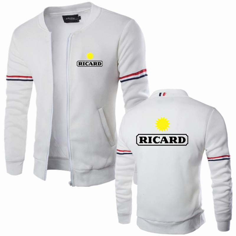 2022 New RICARD Logo Printed Customizable Solid Color Men Zipper Jacket Cardigan Top Slim Elasticity Warm Fashion Man Streetwear alx