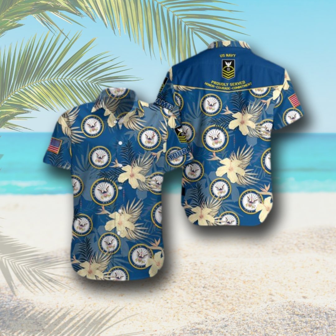 Navy Hawaiian Shirt Military Veteran Custom Hawaiian Ha10111