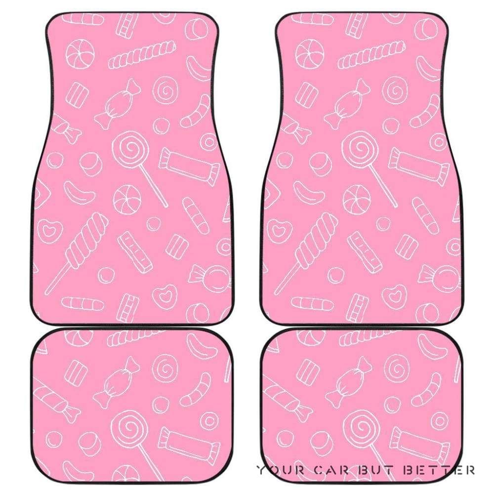 Sweet Candy Pink Background Front And Back Car Mats 045109 Personalized Car Seat Floor Mat Custom Print