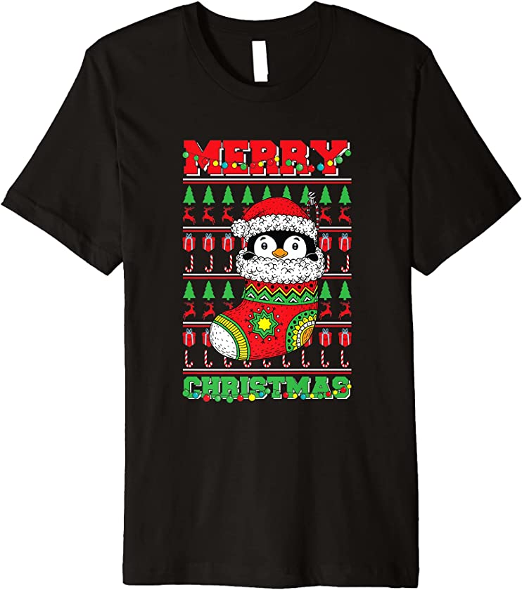 Merry Christmas Cute Penguin Ugly Xmas Premium T-Shirt