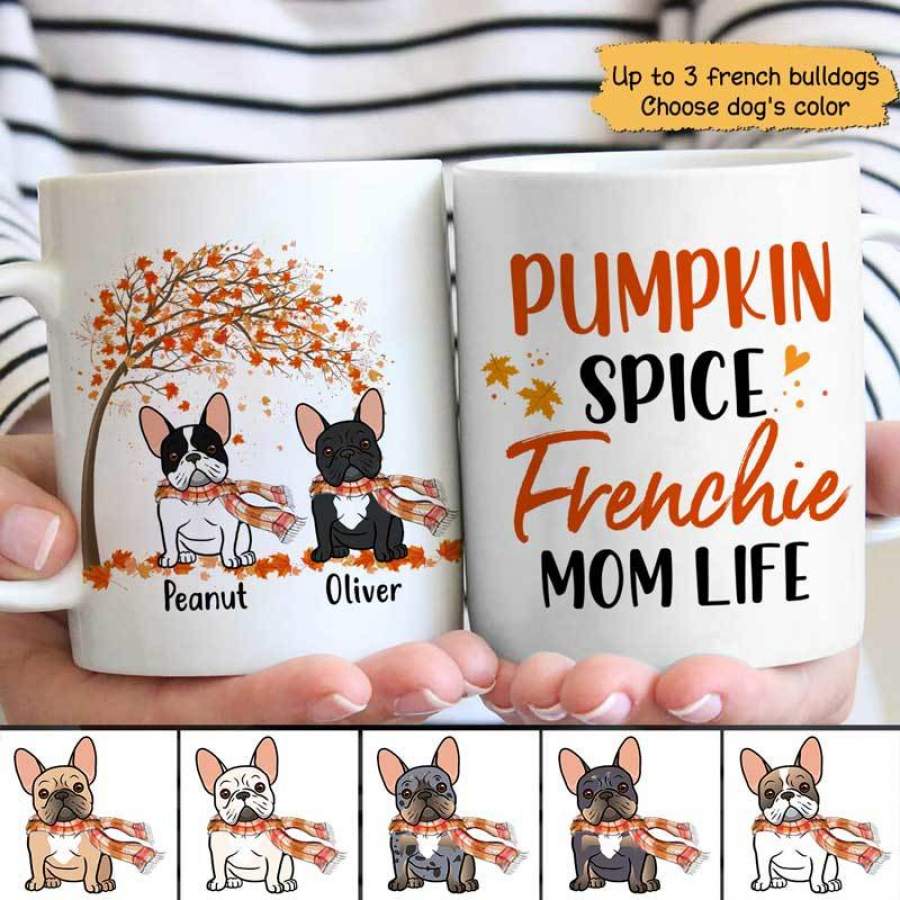 Fall Season French Bulldog Personalized Dog Mom AOP Coffee Mug