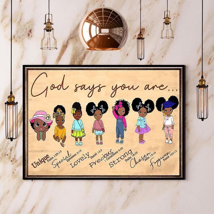 Black Kid God Says You Are Gift For Family Home Decor Matte Canvas Canvas Prints