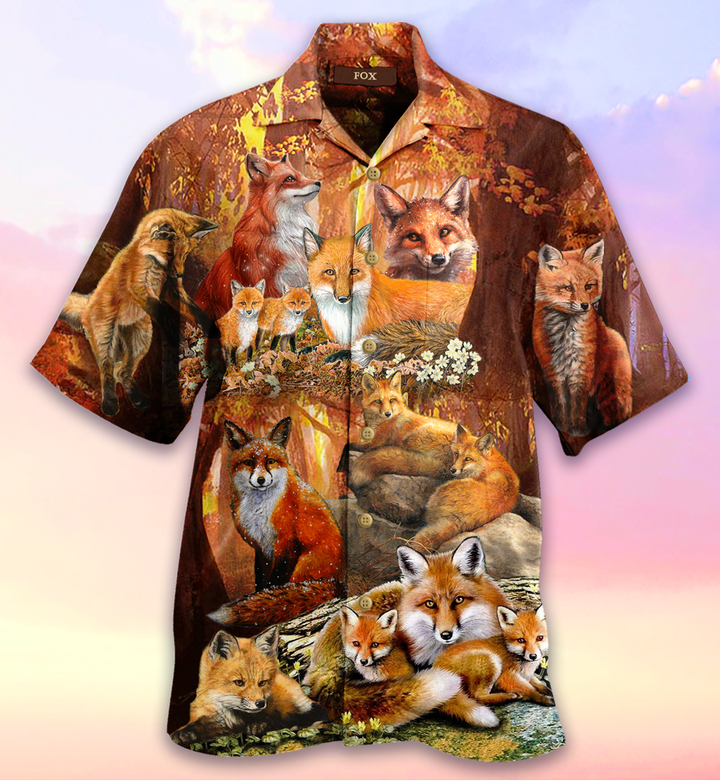 Fall Fox Family Jungle Animal Orange Hawaii Shirt Lover Hawaii For Men Women Ha100568