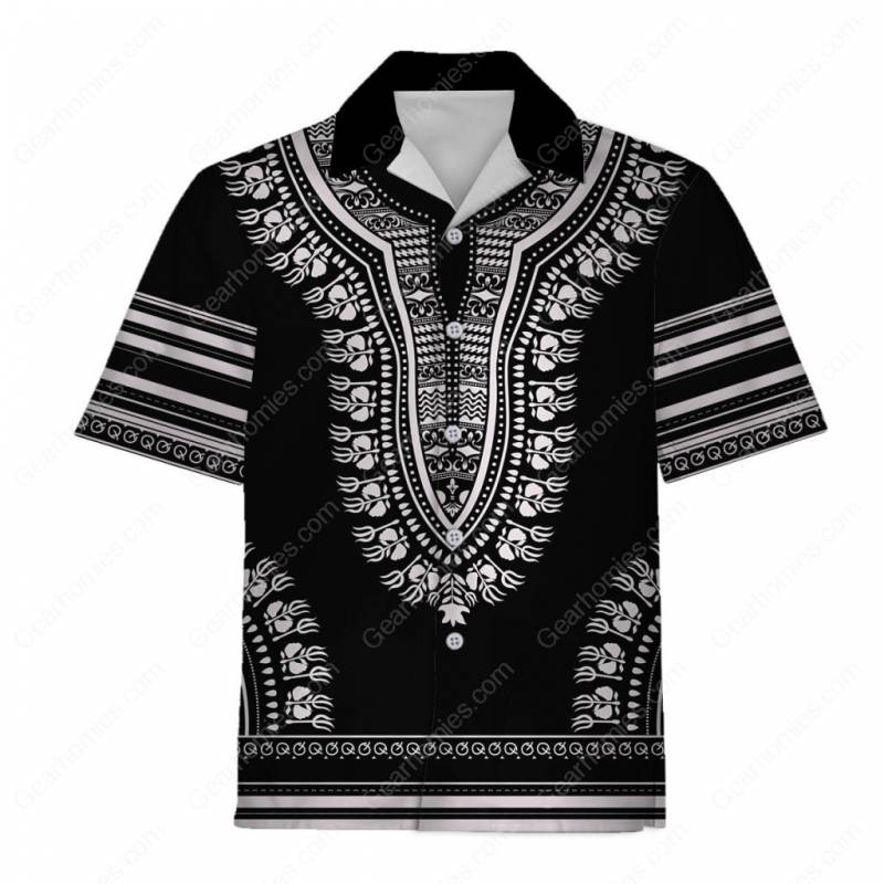 Black And White African Dashiki Hawaiian Shirt