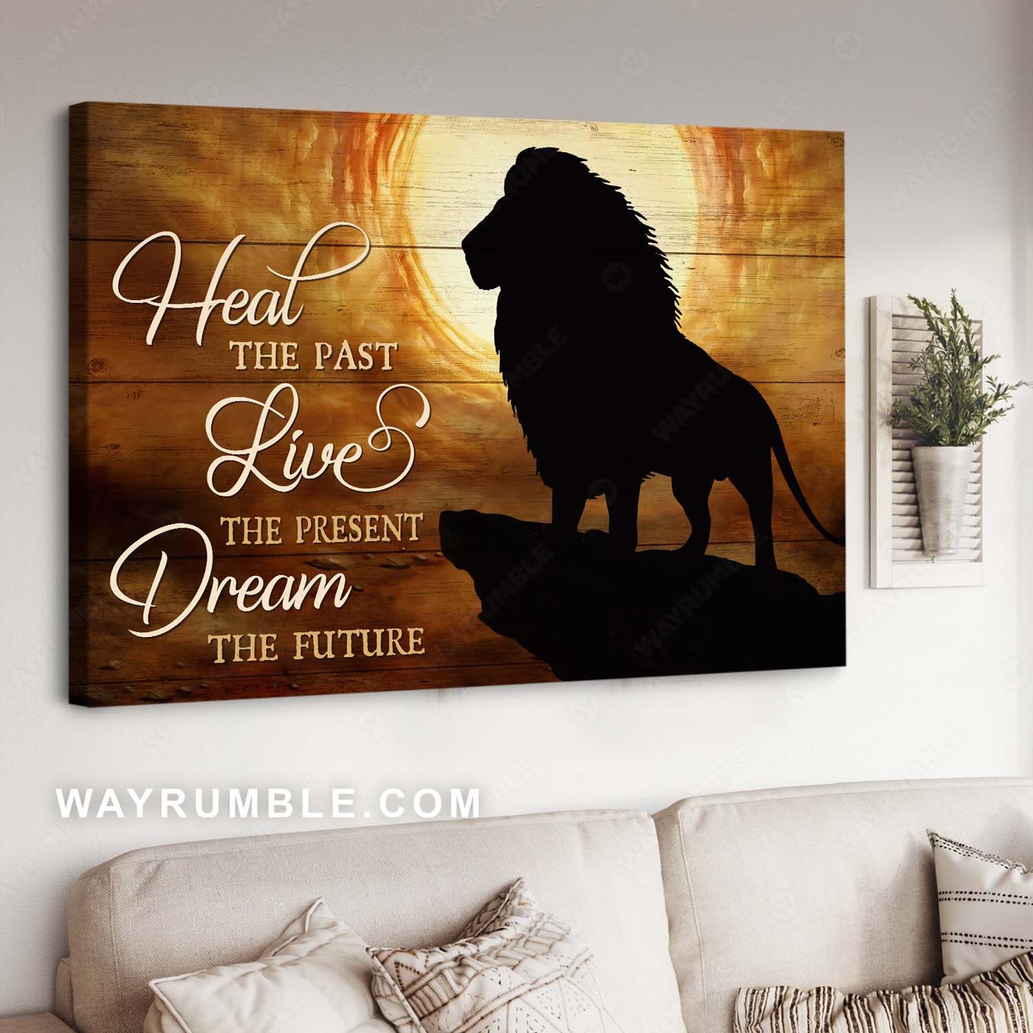 Abstract Lion Painting, Religious Gift, Inspirational Quote, Dream The Future – Jesus Landscape Canvas Prints, Christian Wall Art