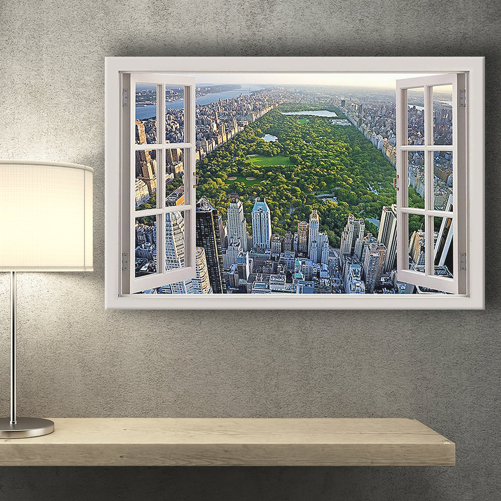 Central Park In New York City 3D Window Bay View Canvas Print – Canvas Painting, Canvas Art, Wall Art, Wall Decor