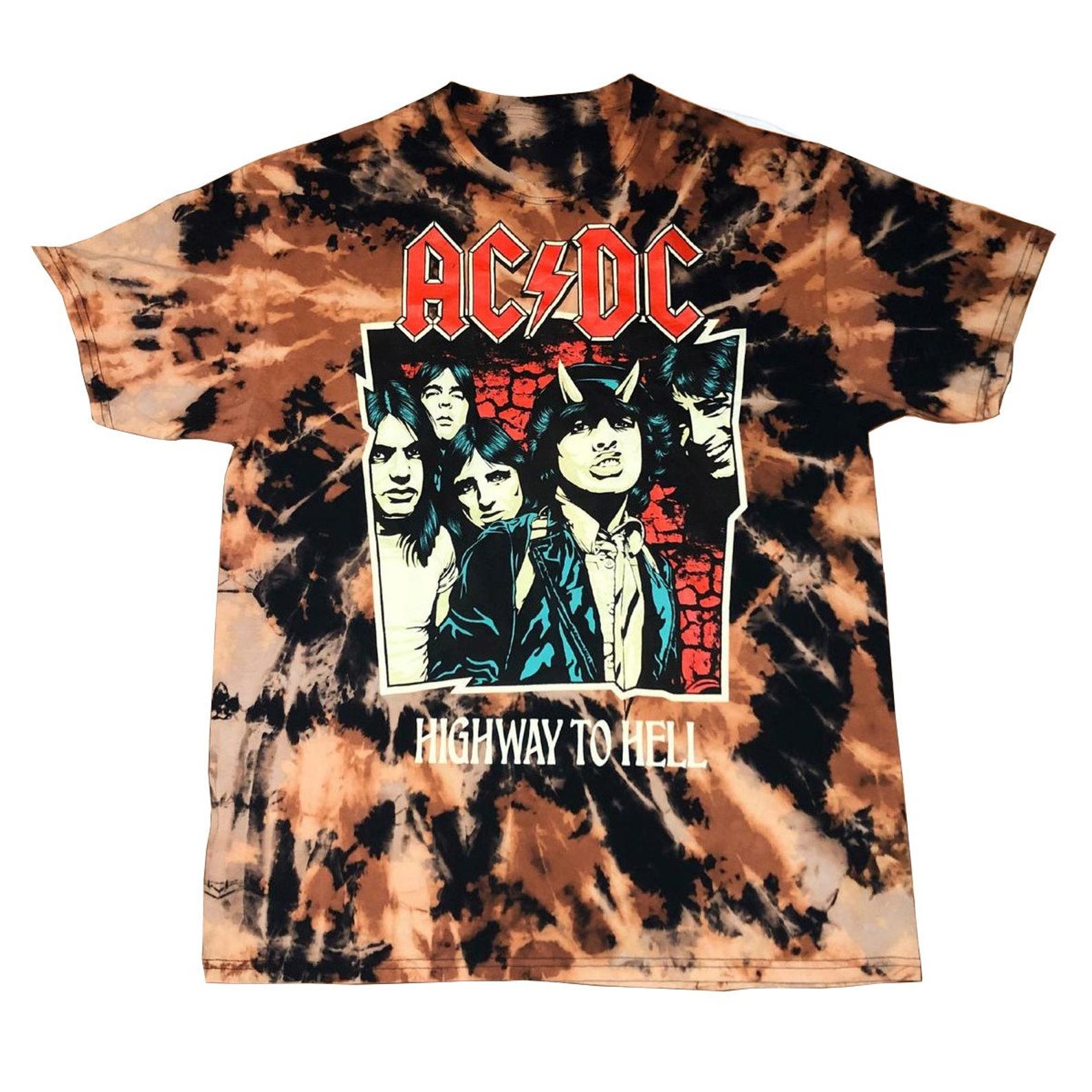 AC/DC Rock Band Tie-Dye T-Shirt, ACDC Custom Vintage Highway to Hell Shirt, Rock Band Shirt, Unisex Tie-Dye Shirt