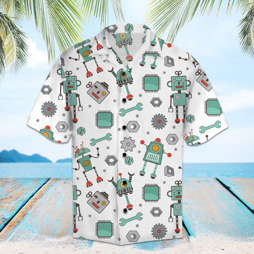 Amazing Robot Aloha Hawaiian Shirt Colorful Short Sleeve Summer Beach Casual Shirt For Men And Women