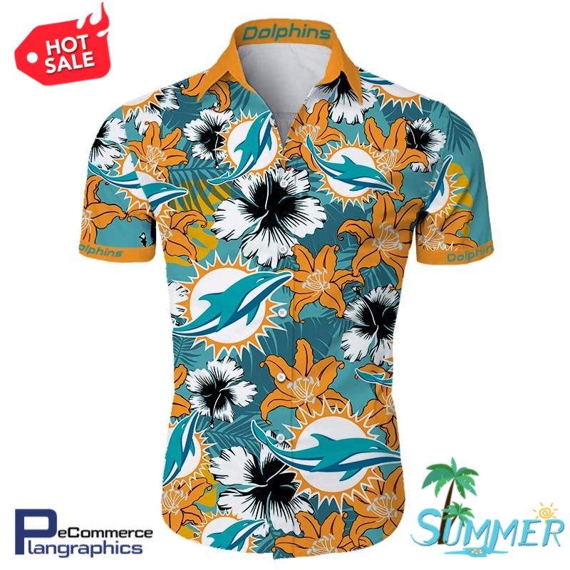 Miami Dolphins Tropical Flower Hawaiian Aloha Shirt Hawaiian Shorts Beach Short Shirt