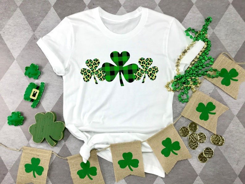 Shamrock Shirt, St Patricks Day Shirt, Irish Gifts, Clover Shirt, Shamrock Shirt, Leopard Shamrock