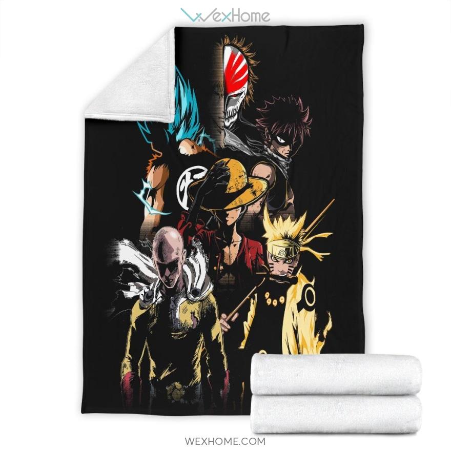 Anime Heroes One Piece Naruto Dragon Ball Premium Blanket