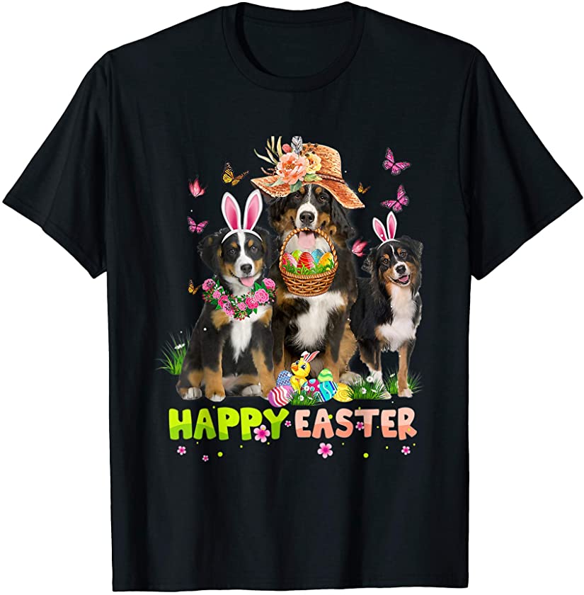 Bernese Dog Happy Easter Bunny Eggs Easter T-Shirt