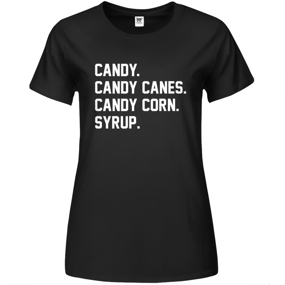 Candy, Candy Canes, Candy Corn, Syrup, Christmas Premium Womens T Shirts