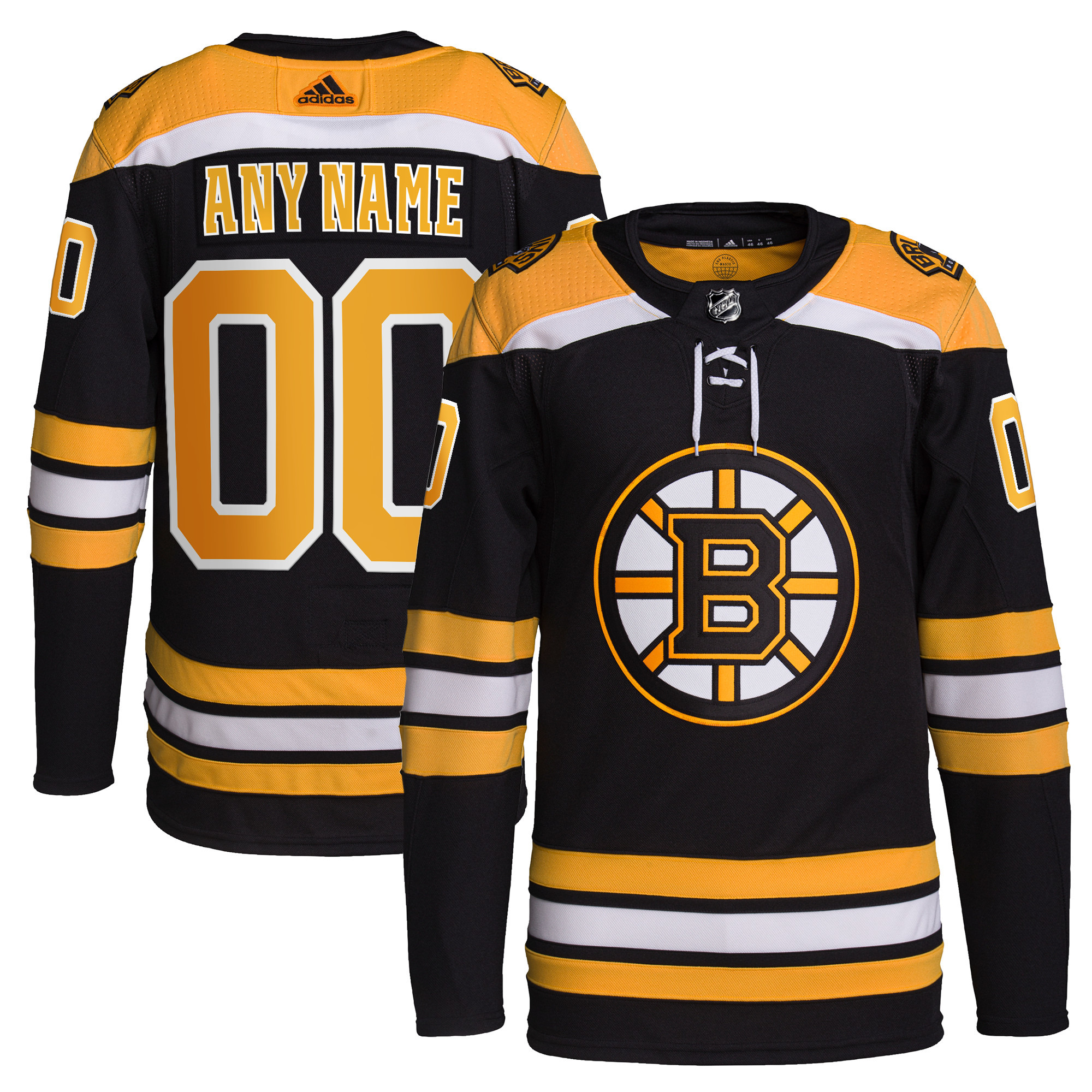 Boston Bruins Home Primegreen Authentic Custom Jersey – Black