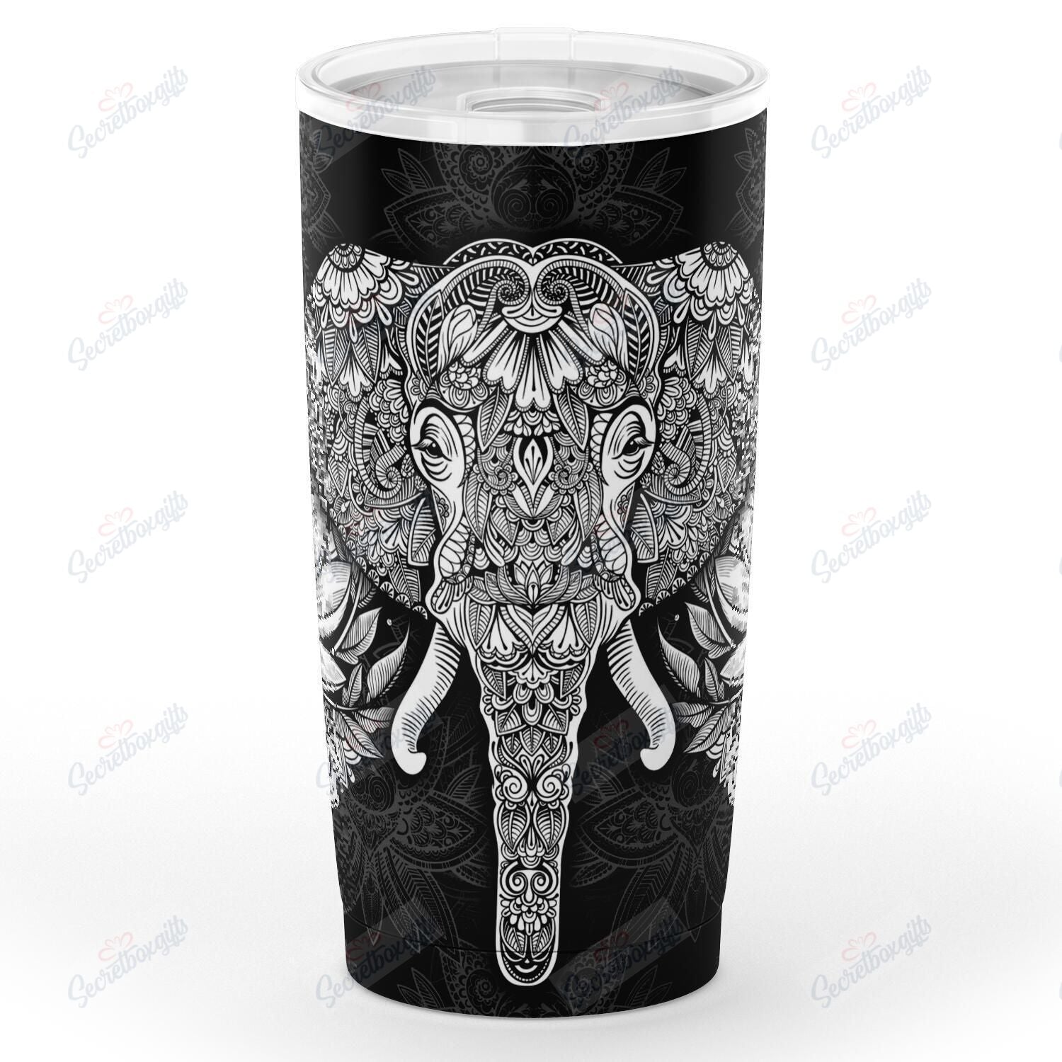 Personalized Mandala Elephant Black Gs-Cl-Ml2803 Stainless Steel Tumbler Customize Name, Text, Number