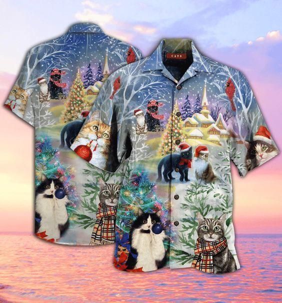 Cover Your Body With Amazing Hawaii Aloha Shirts Have A Furry Christmas Cat Ha14328