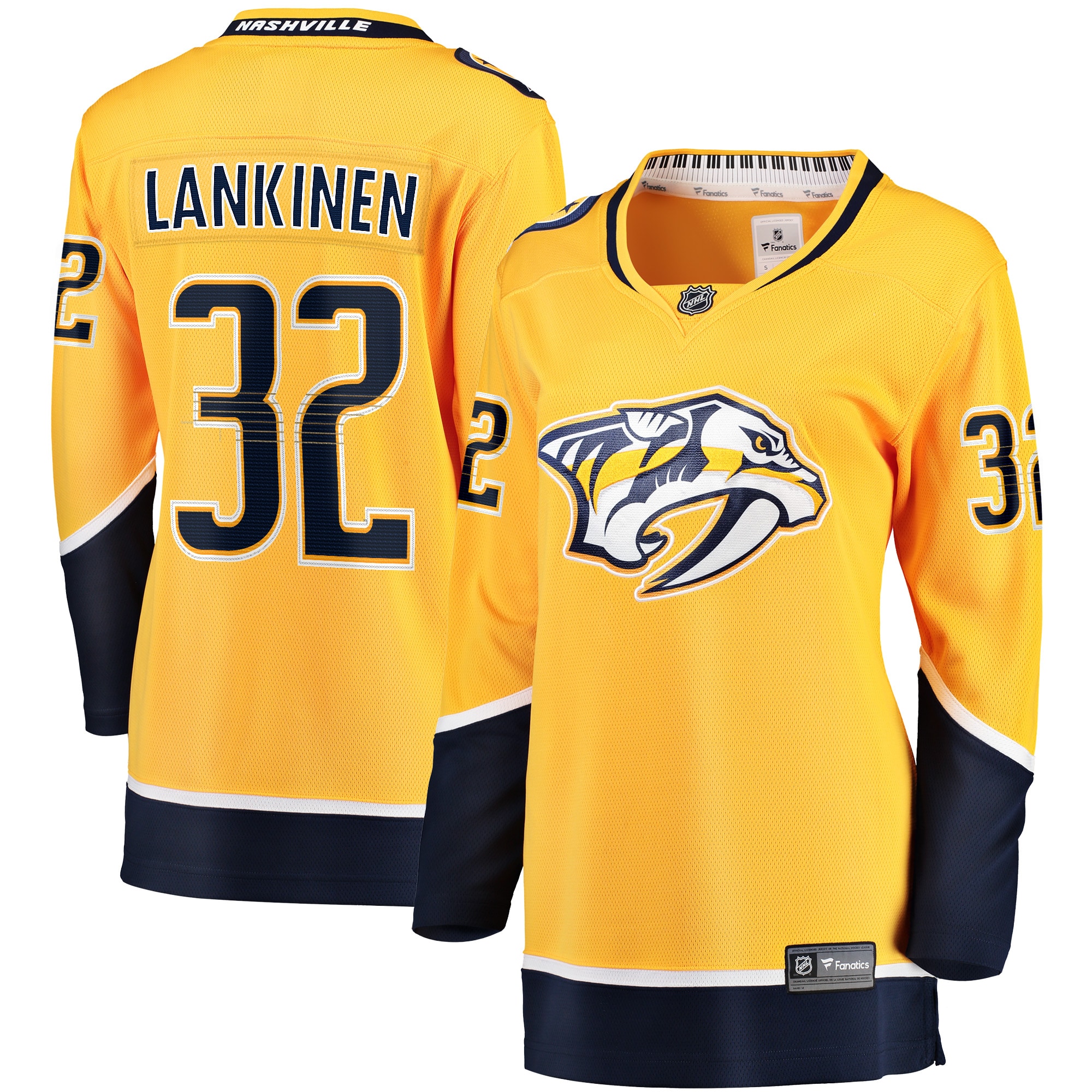 Kevin Lankinen Nashville Predators Branded Women's Home Breakaway Player Jersey – Gold