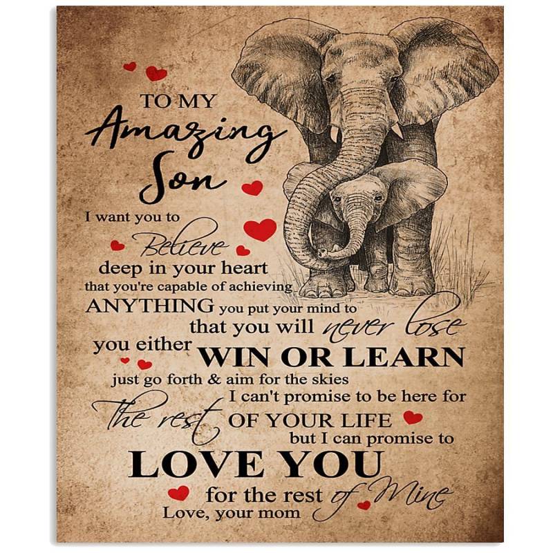 Elephants Love Message To Amazing Son Trending  For Family Vertical Poster