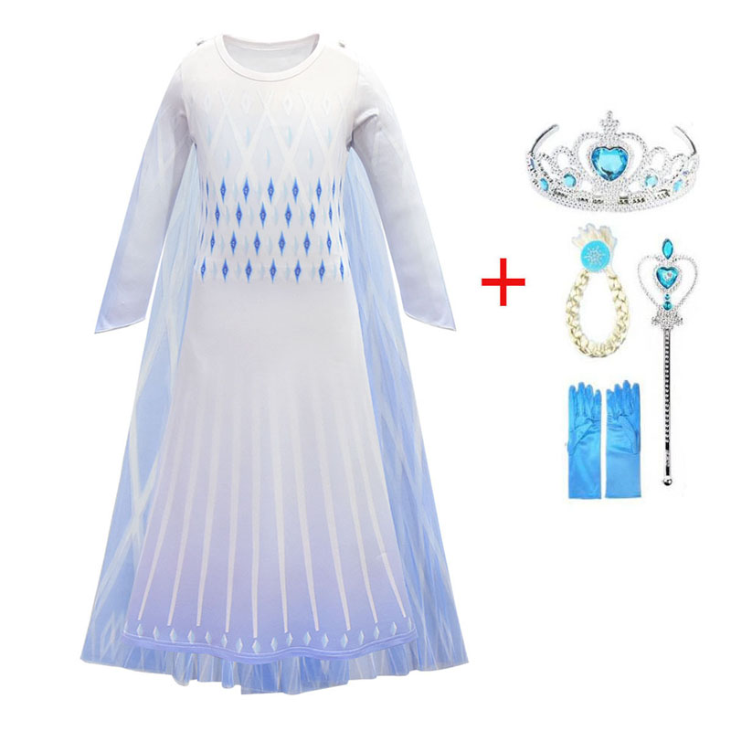 Snow Queen White Elsa Dress Girls Halloween Costume Child Christmas Children Gowns Infant Chrismas Kids Holiday Dress alx