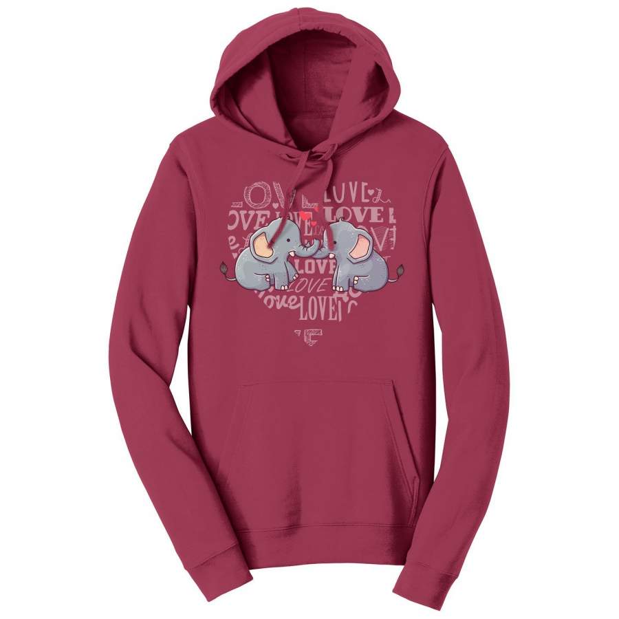 Love Heart Elephants – Adult Unisex Hoodie Sweatshirt