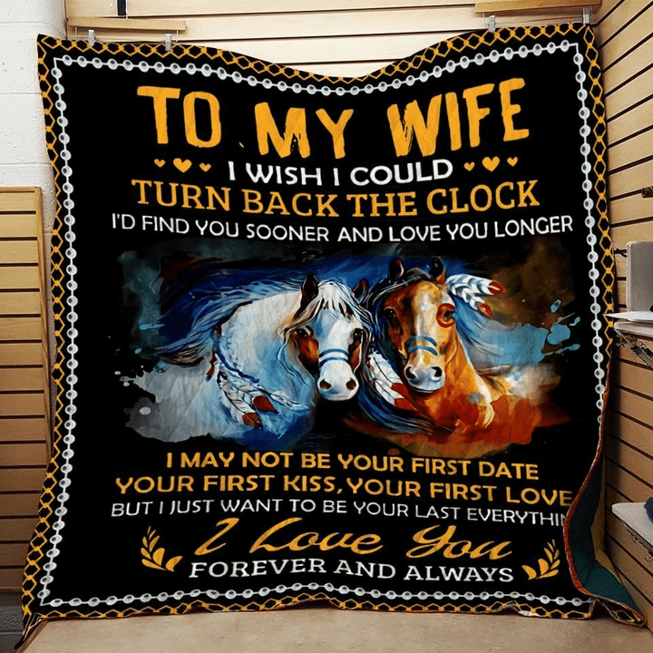 To My Wife Horse Fleece Blanket, I Wish I Cloud Turn Back The Clock Gift For Wife From Husband Gift Home Decor Bedding Couch Sofa Soft And Comfy Cozy