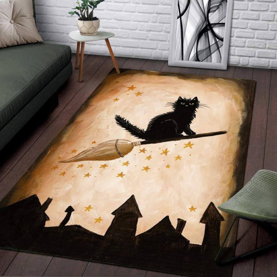 HALLOWEEN BLACK CAT Area Rug 3D Printing