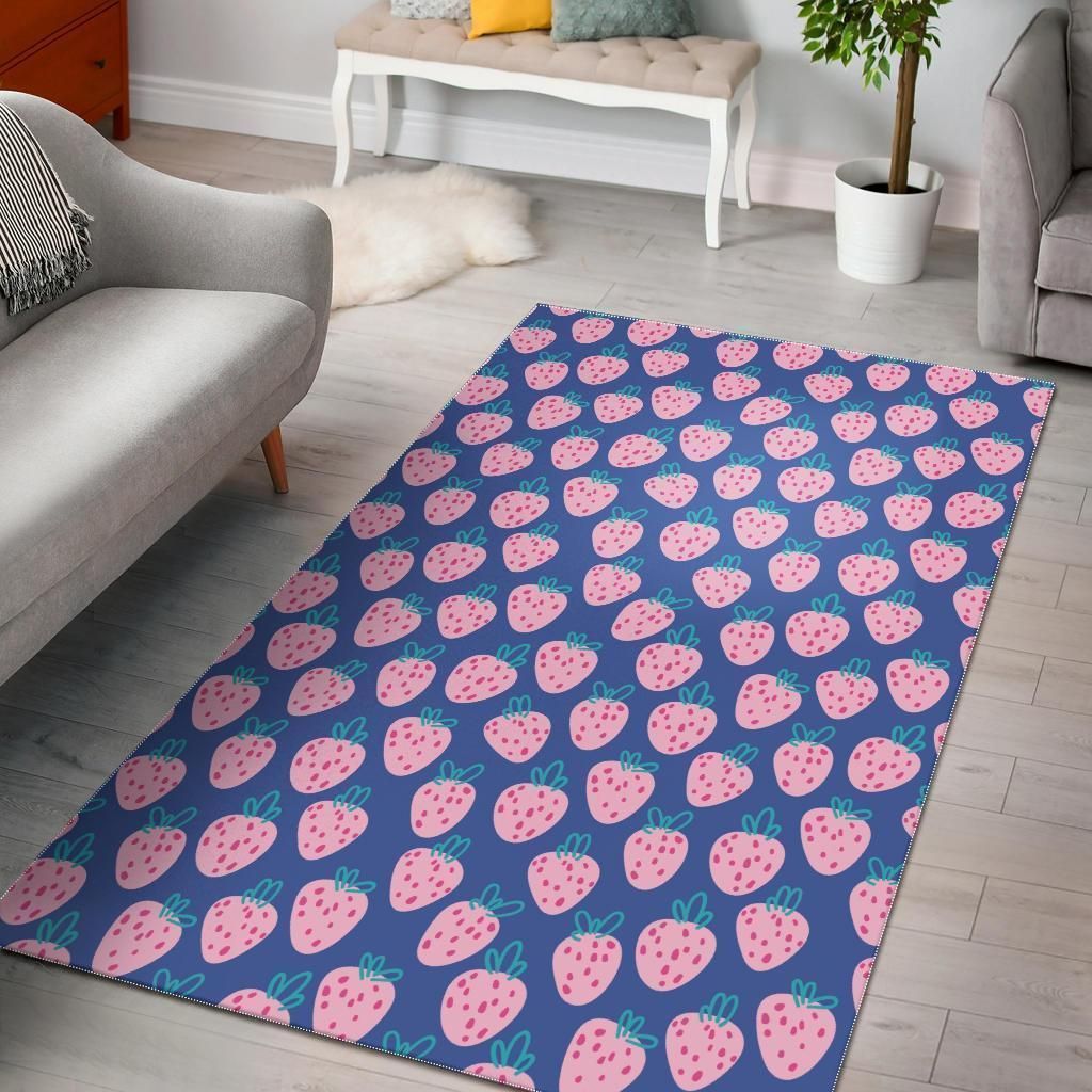 Blue Strawberry Pattern Print Area Limited Edition  Sku 263270 Rug