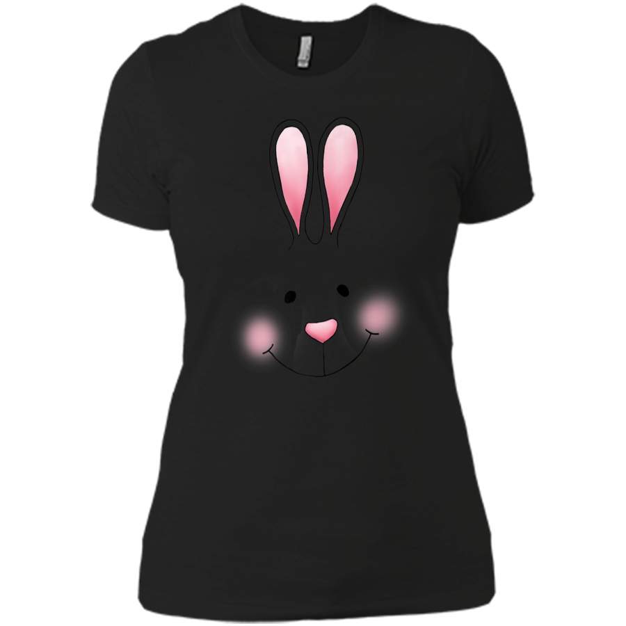 Bunny Face Cute Easter T-Shirt Next Level Ladies Boyfriend Tee