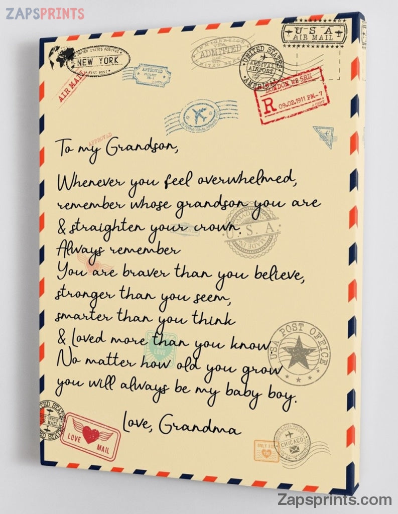 Grandchildren Canvas  – To My Grandson – From Grandma – Framed Canvas Gift Gms028 – Drandkids Canvas Artblankets.